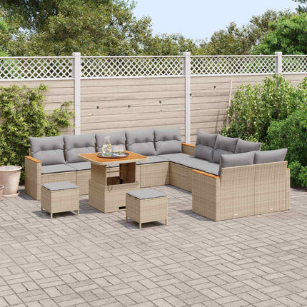 Havesofa Sæt 13 pcs Beige polyrattan