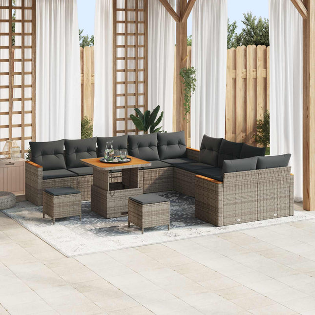 Havesofa Sæt 13 pcs Grå polyrattan