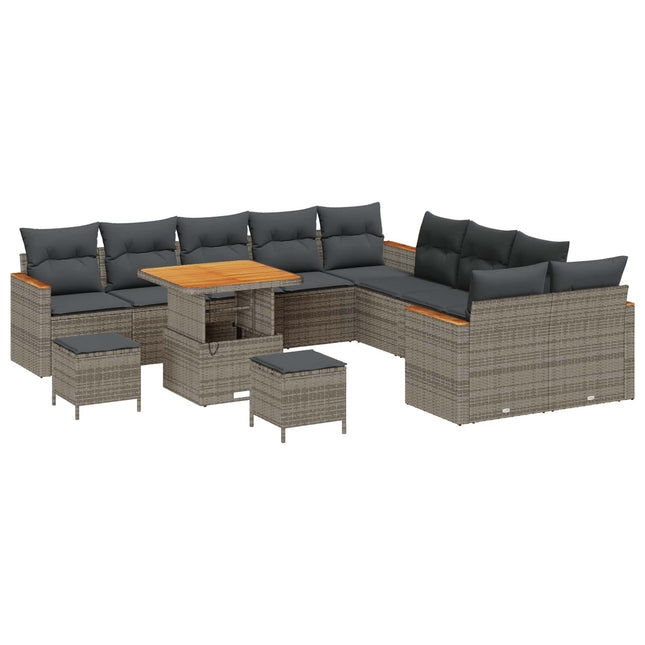 Havesofa Sæt 13 pcs Grå polyrattan