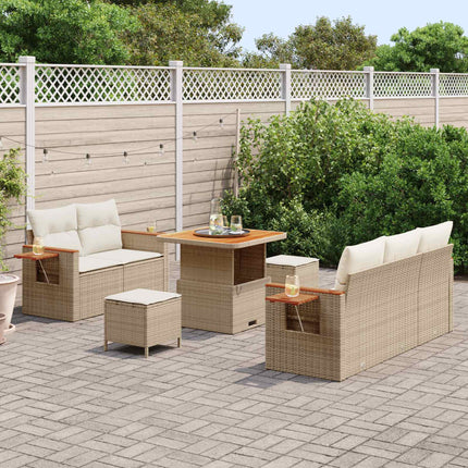 Havesofa Sæt 8 pcs Beige polyrattan