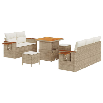 Havesofa Sæt 8 pcs Beige polyrattan