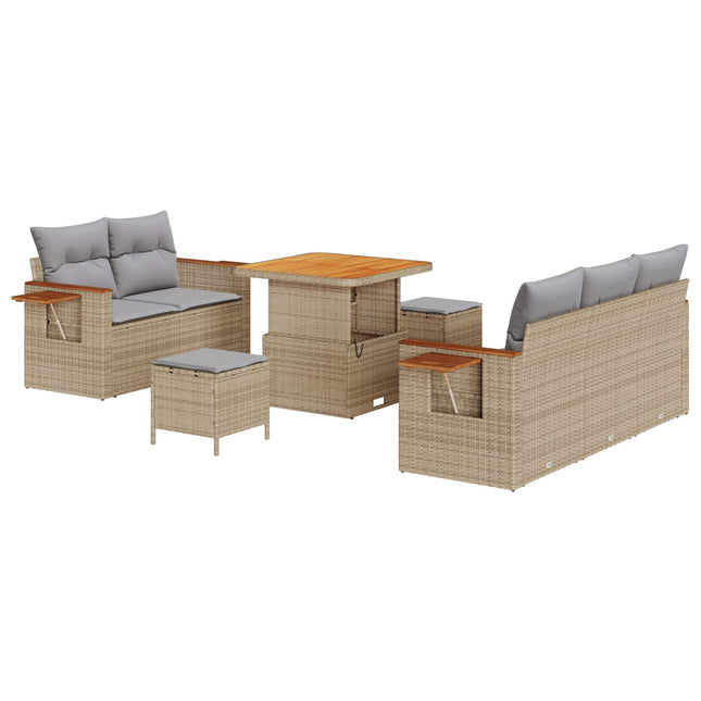 Havesofa Sæt 8 pcs Beige polyrattan