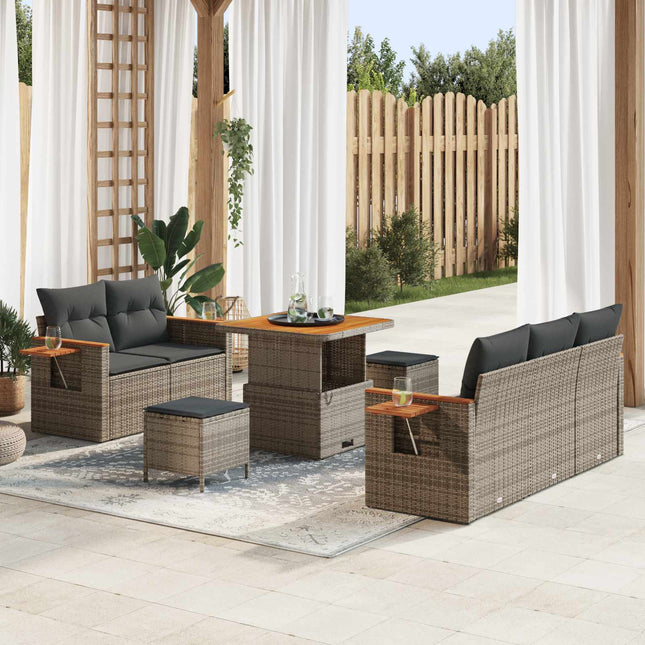 Havesofa Sæt 8 pcs Grå polyrattan