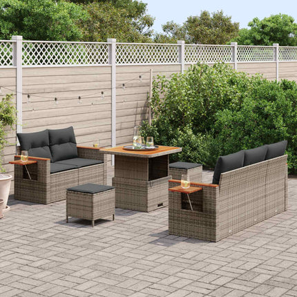 Havesofa Sæt 8 pcs Grå polyrattan