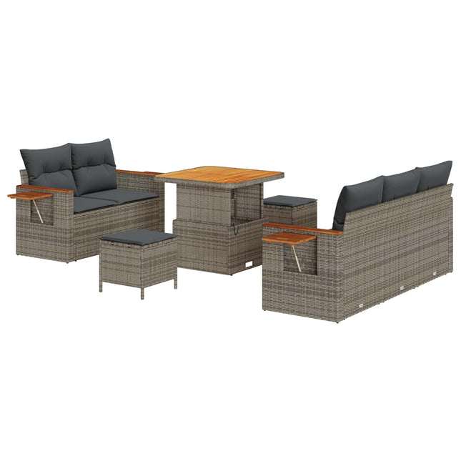 Havesofa Sæt 8 pcs Grå polyrattan