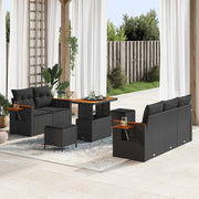 Havesofa Sæt 8 pcs Sort polyrattan