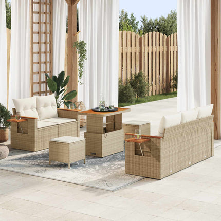 Havesofa Sæt 8 pcs Beige polyrattan