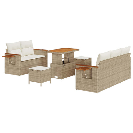 Havesofa Sæt 8 pcs Beige polyrattan