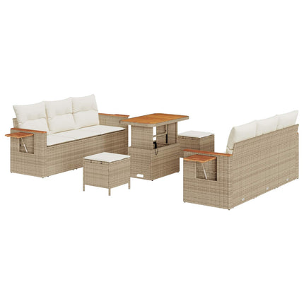 Havesofa Sæt 9 pcs Beige polyrattan