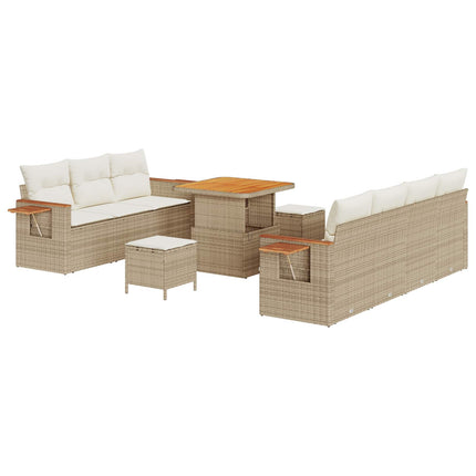 Havesofa Sæt 10 pcs Beige polyrattan