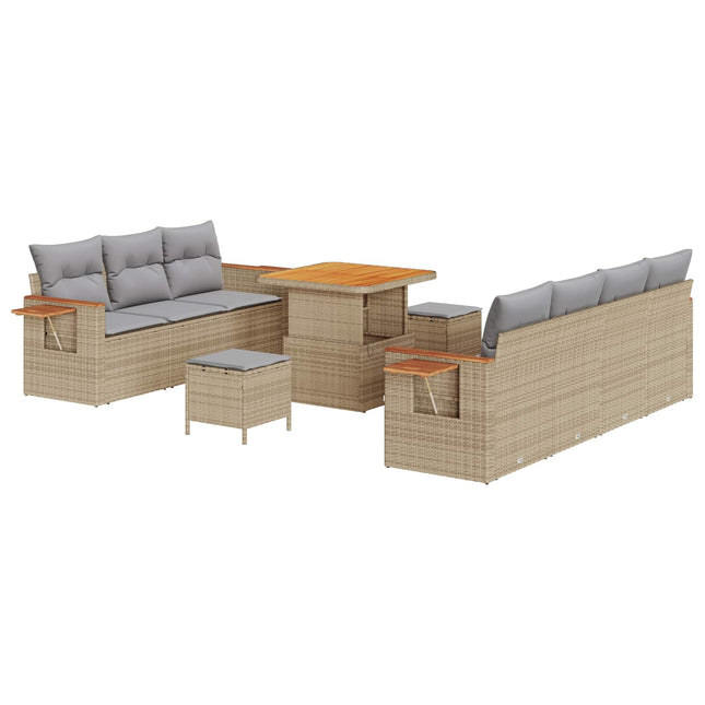 Havesofa Sæt 10 pcs Beige polyrattan