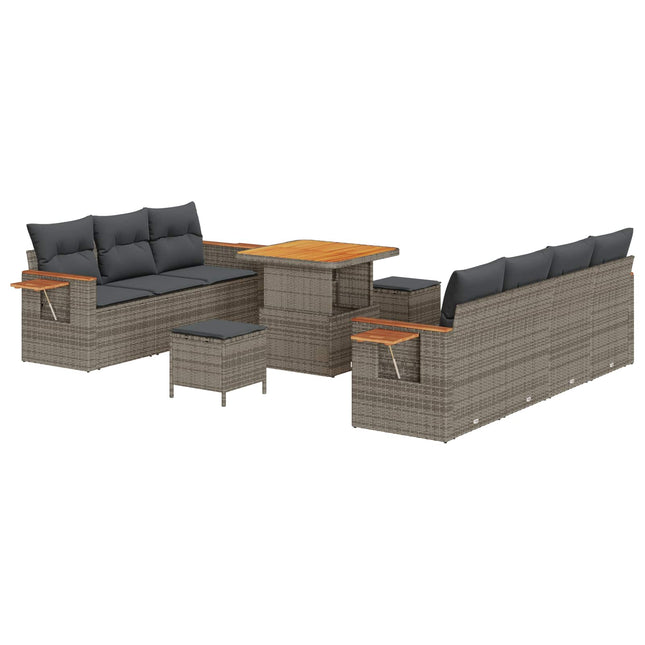 Havesofa Sæt 10 pcs Grå polyrattan