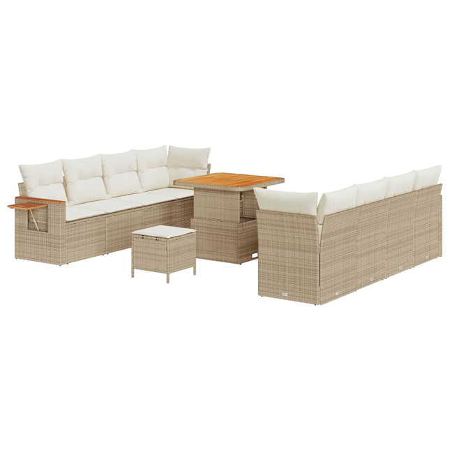 Havesofa Sæt 11 pcs Beige polyrattan