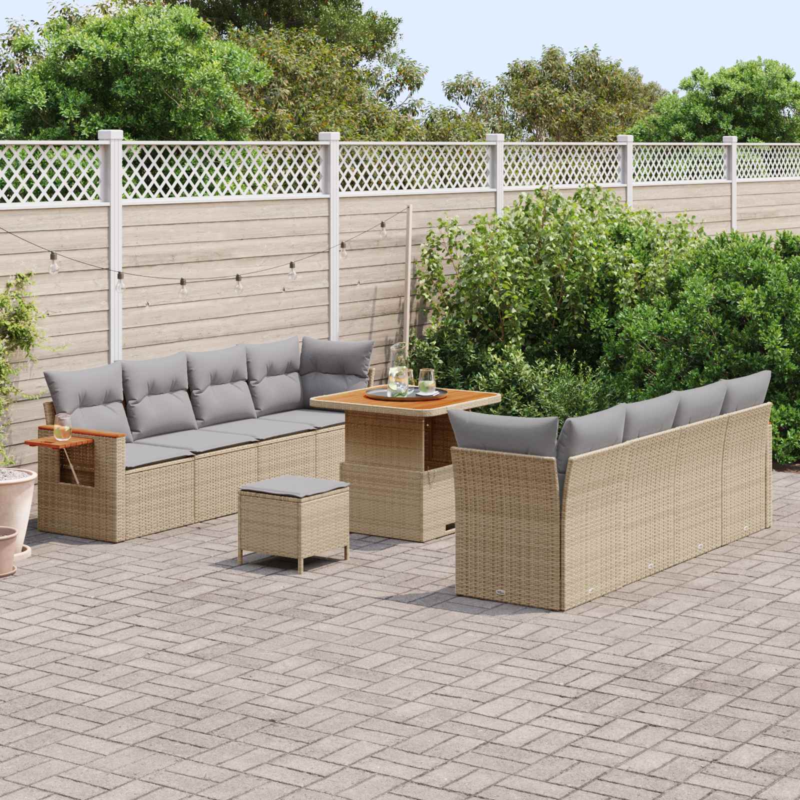 Havesofa Sæt 11 pcs Beige polyrattan