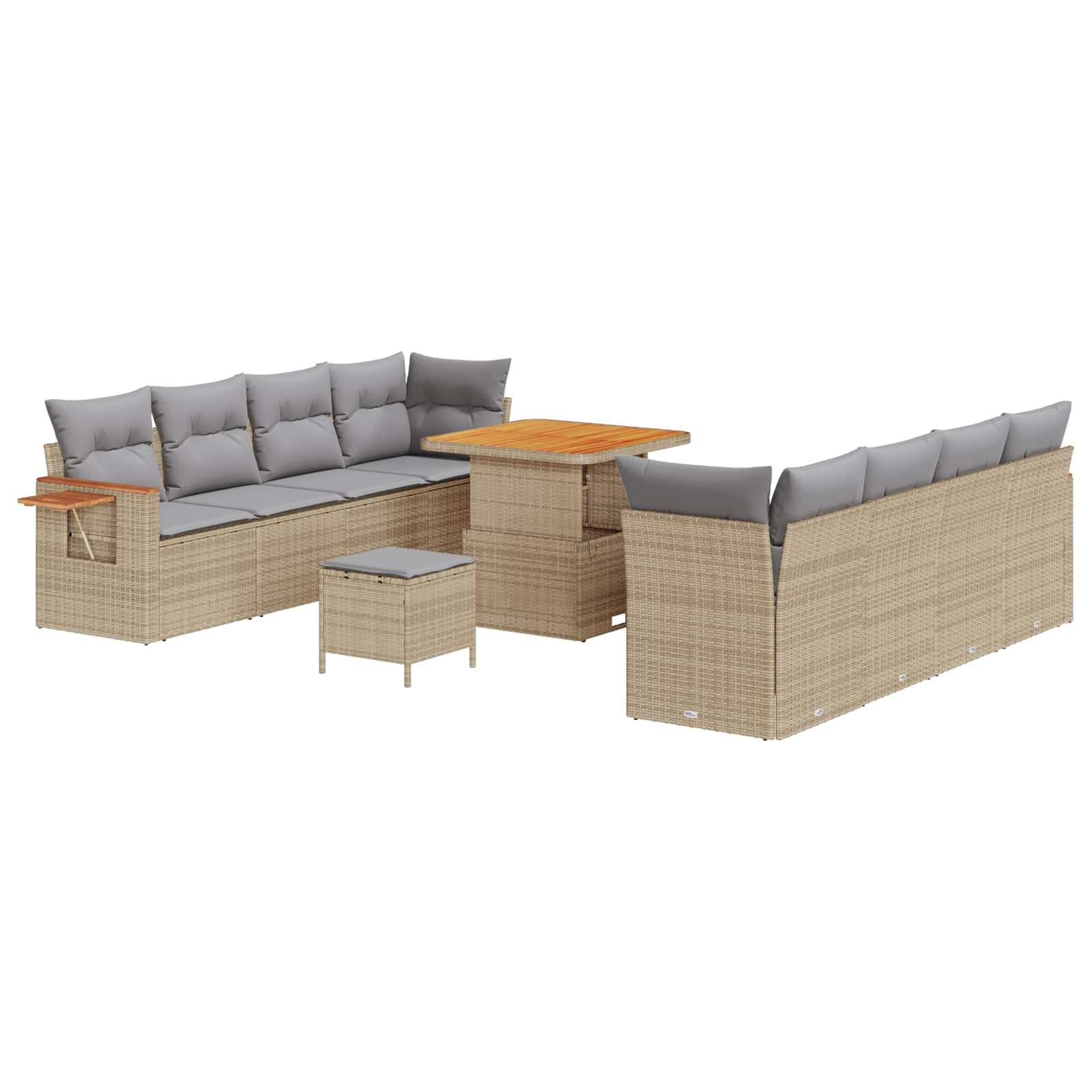 Havesofa Sæt 11 pcs Beige polyrattan