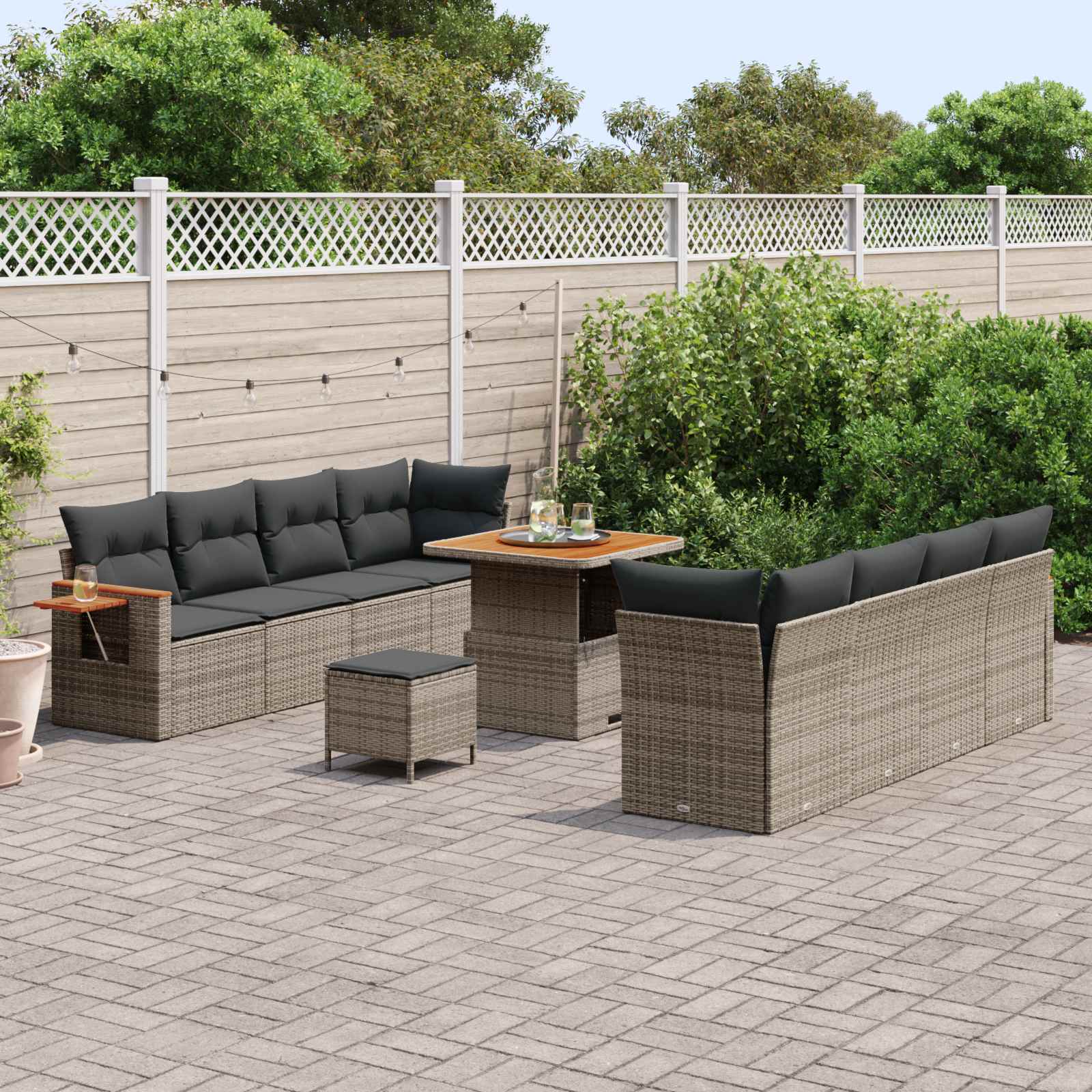 Havesofa Sæt 11 pcs Grå polyrattan