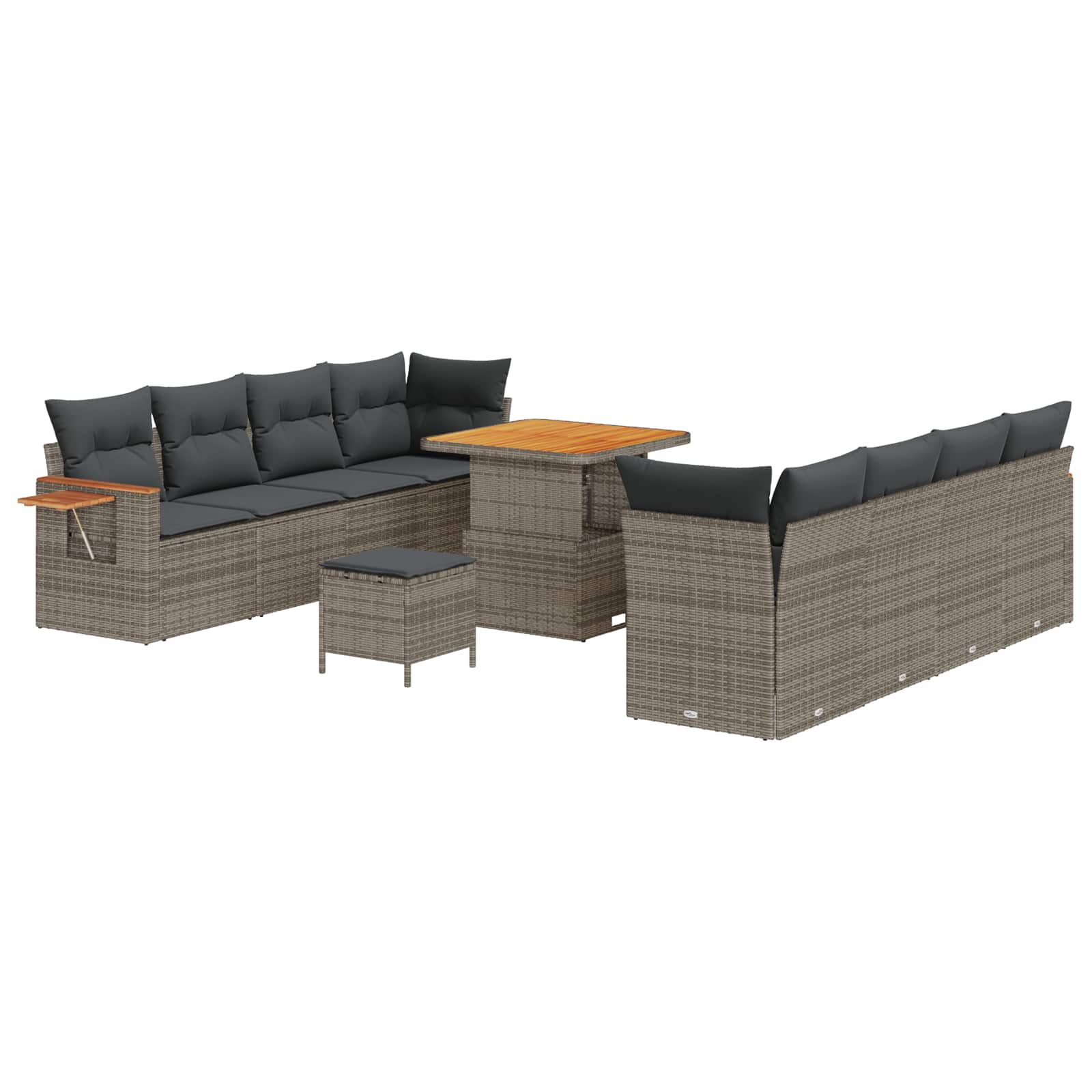 Havesofa Sæt 11 pcs Grå polyrattan