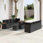 Havesofa Sæt 11 pcs Sort polyrattan