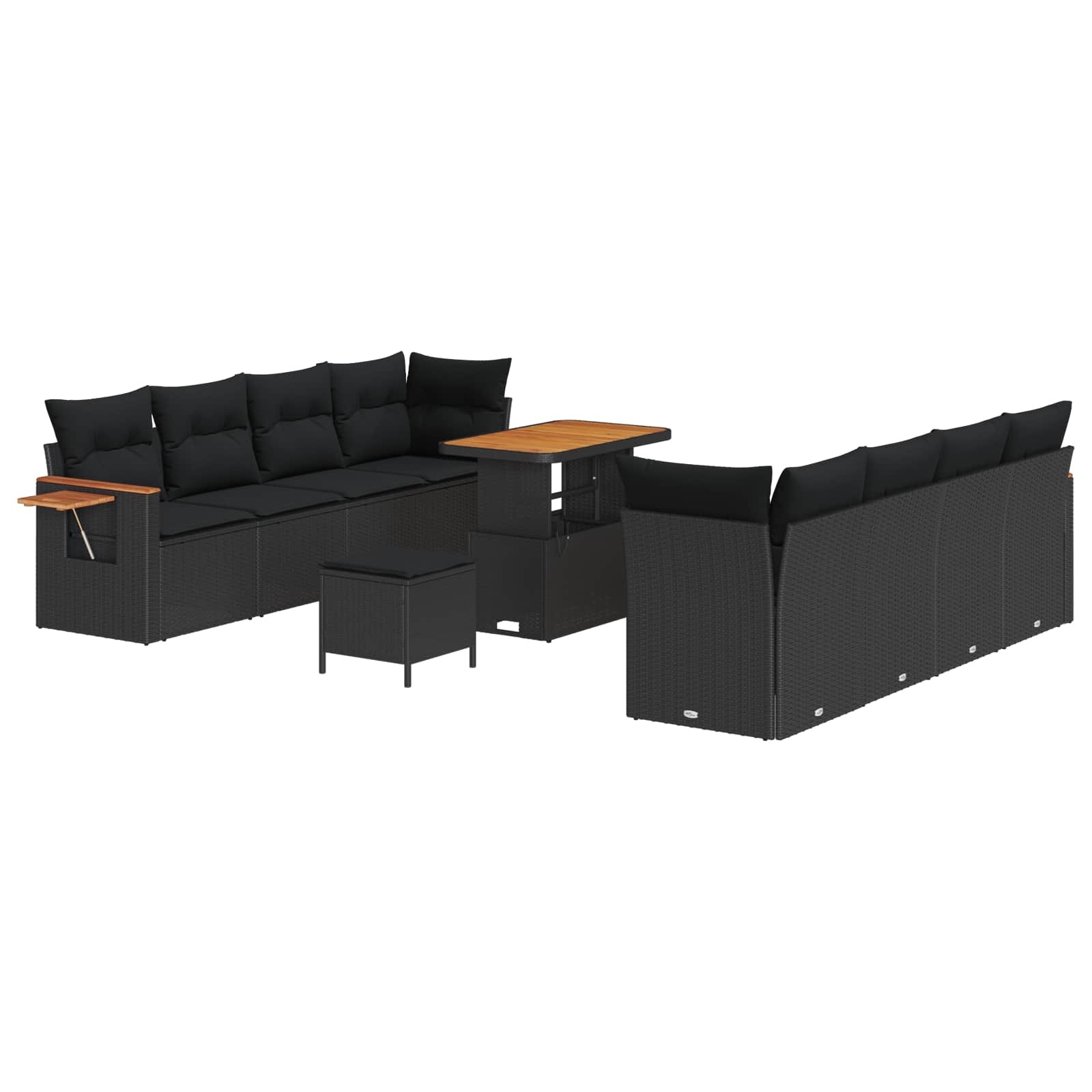 Havesofa Sæt 11 pcs Sort polyrattan