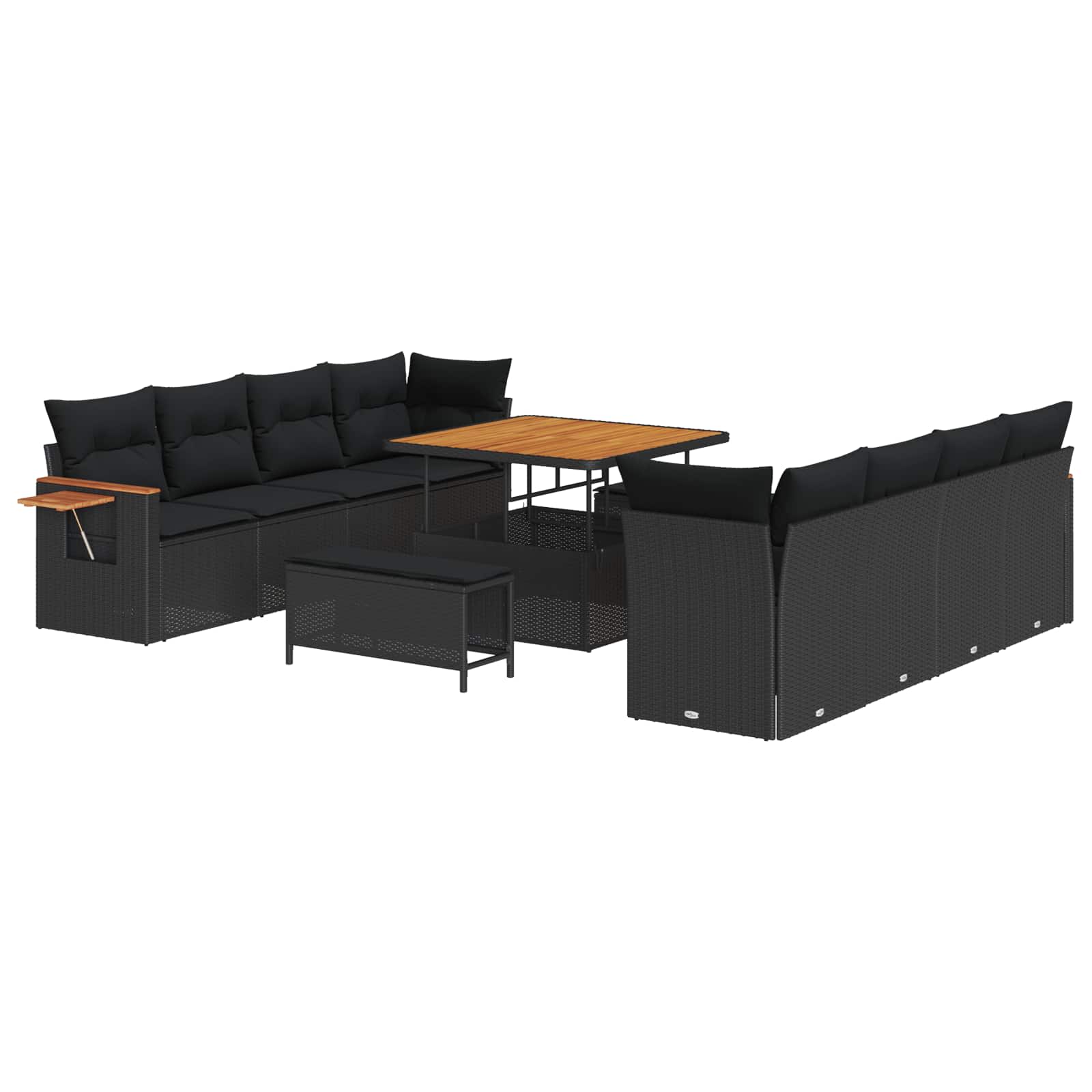 Havesofa Sæt 11 pcs Sort polyrattan