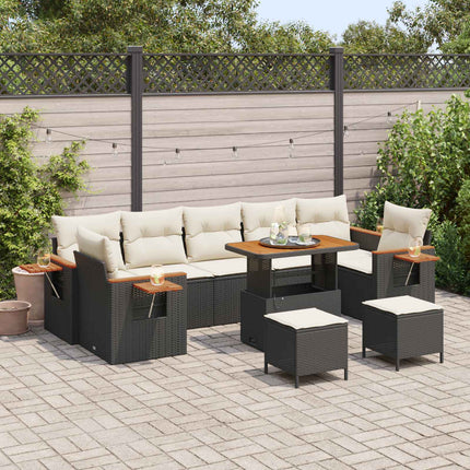 Havesofa Sæt 10 stk. Sort polyrattan