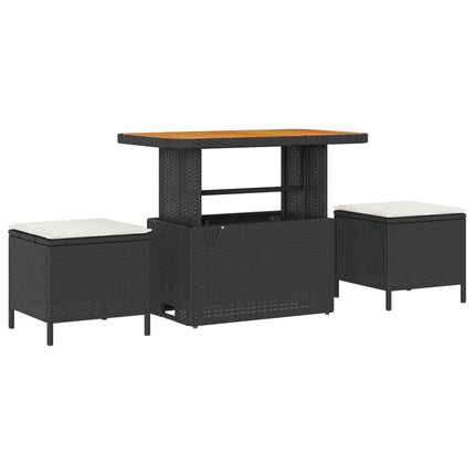 Havesofa Sæt 10 stk. Sort polyrattan