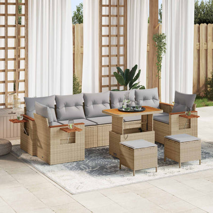 Havesofa Sæt 10 stk. Beige polyrattan