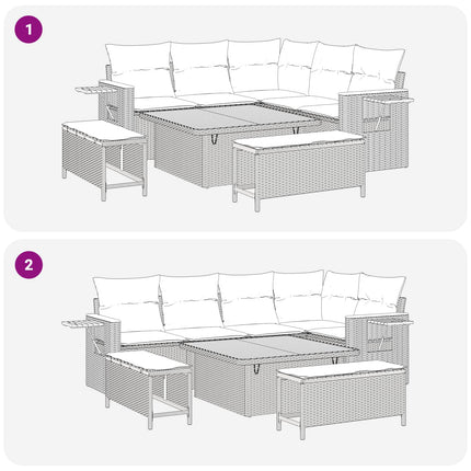 Havesofa Sæt 8 stk. Sort polyrattan