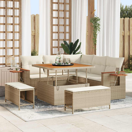 Havesofa Sæt 8 pcs Beige polyrattan