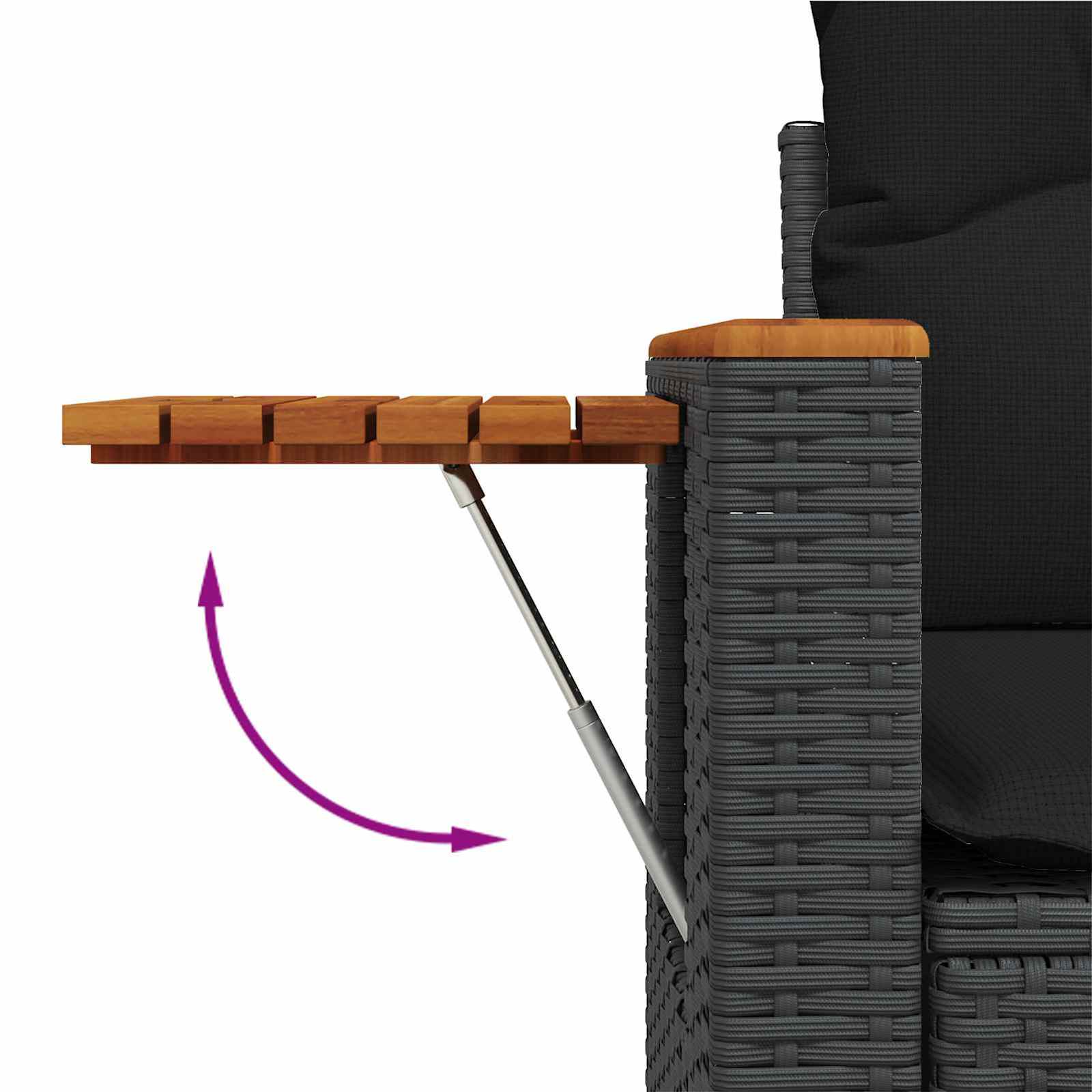 Havesofa Sæt 8 pcs Sort polyrattan
