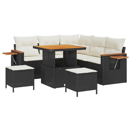 Havesofa Sæt 8 stk. Sort polyrattan