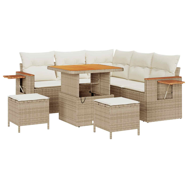 Havesofa Sæt 8 stk. Beige polyrattan