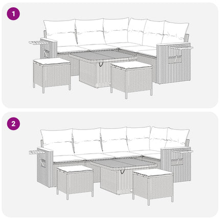 Havesofa Sæt 8 pcs Beige polyrattan
