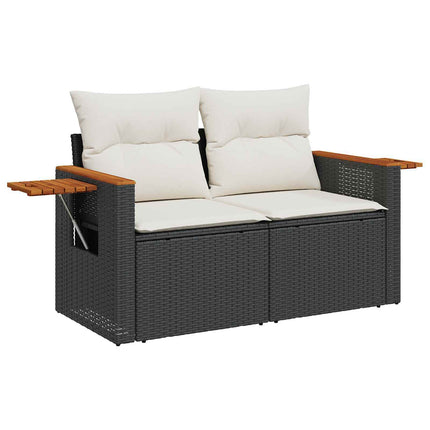 Havesofa Sæt 8 stk. Sort polyrattan