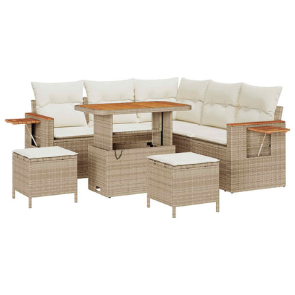 Havesofa Sæt 8 pcs Beige polyrattan