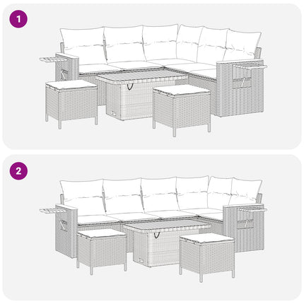 Havesofa Sæt 8 pcs Beige polyrattan