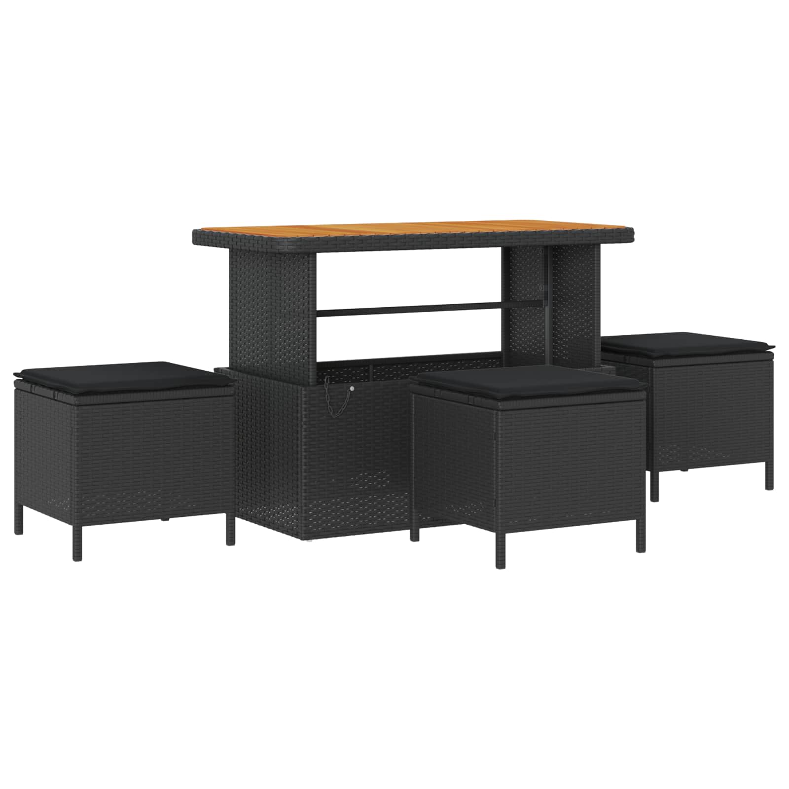 Havesofa Sæt 9 pcs Sort polyrattan