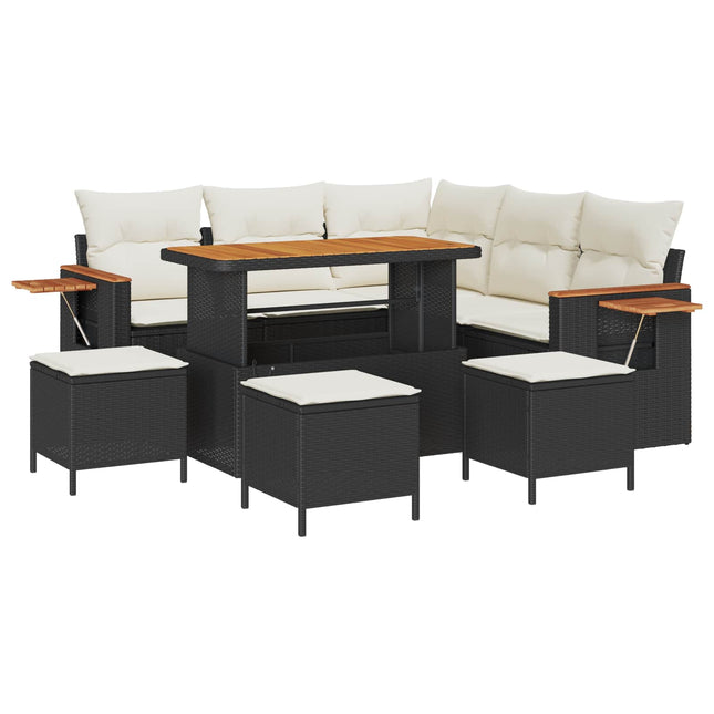 Havesofa Sæt 9 stk. Sort polyrattan