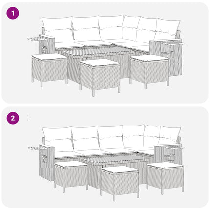 Havesofa Sæt 9 stk. Sort polyrattan