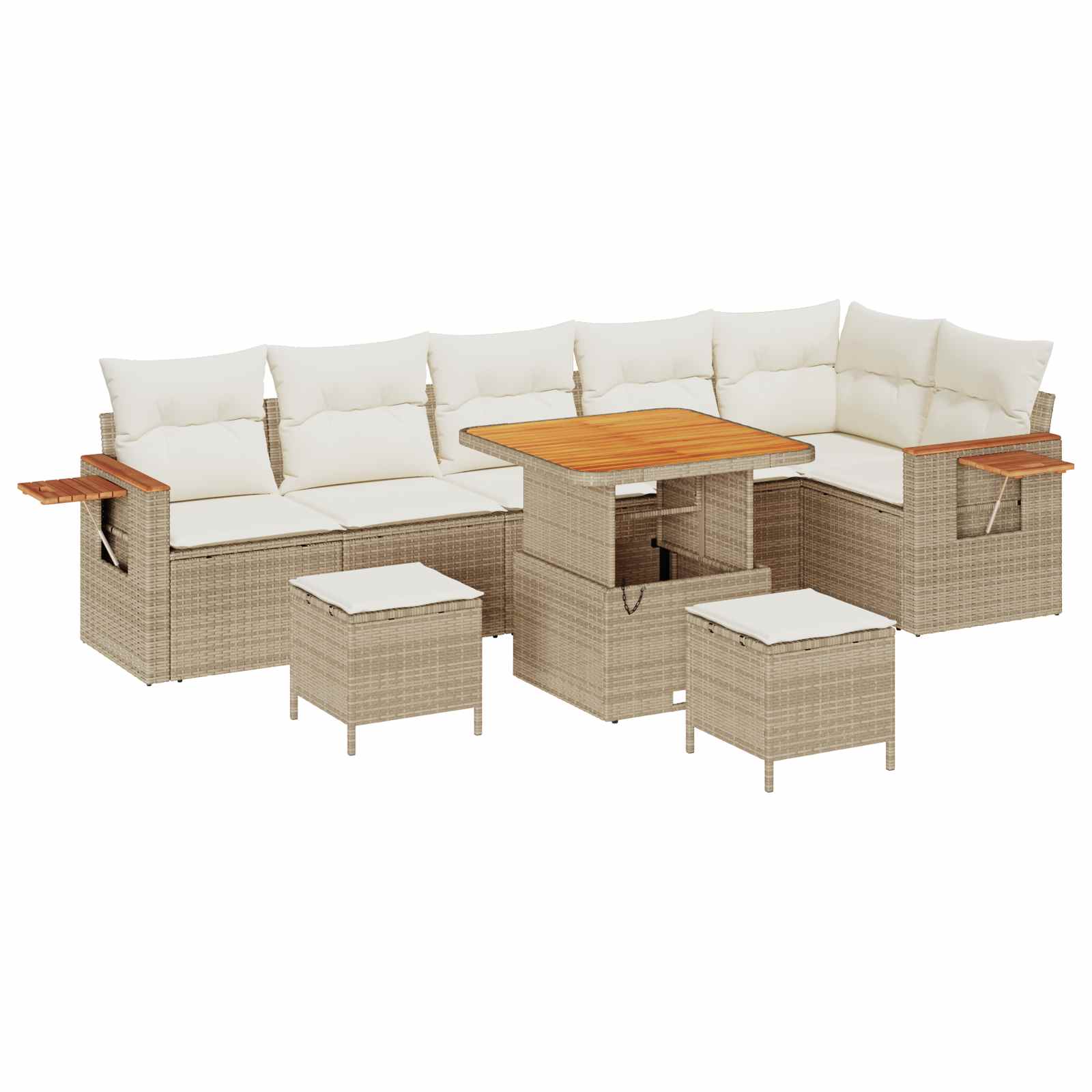 Havesofa Sæt 9 pcs Beige polyrattan