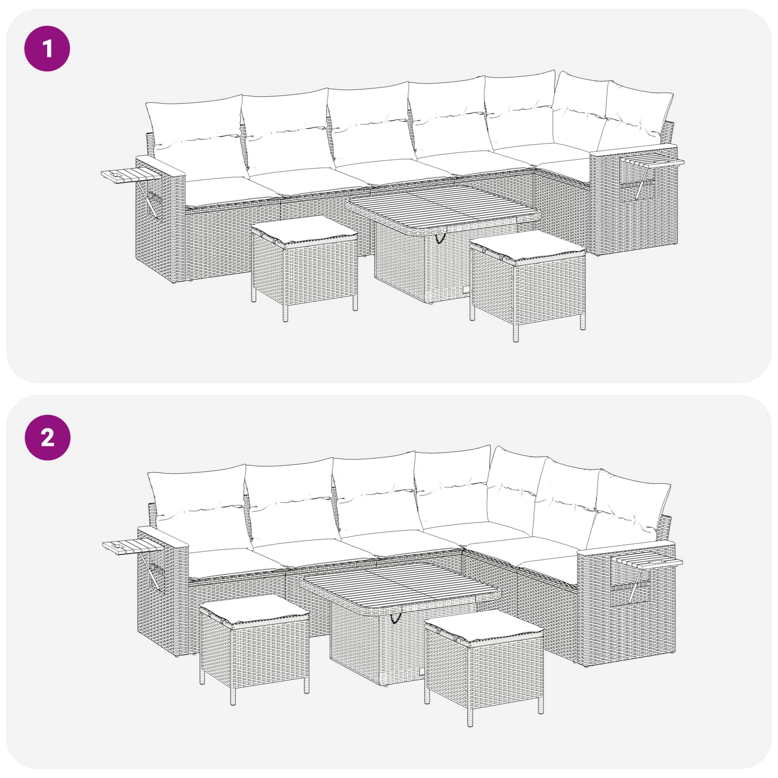 Havesofa Sæt 9 pcs Beige polyrattan