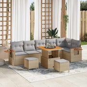 Havesofa Sæt 9 pcs Beige polyrattan