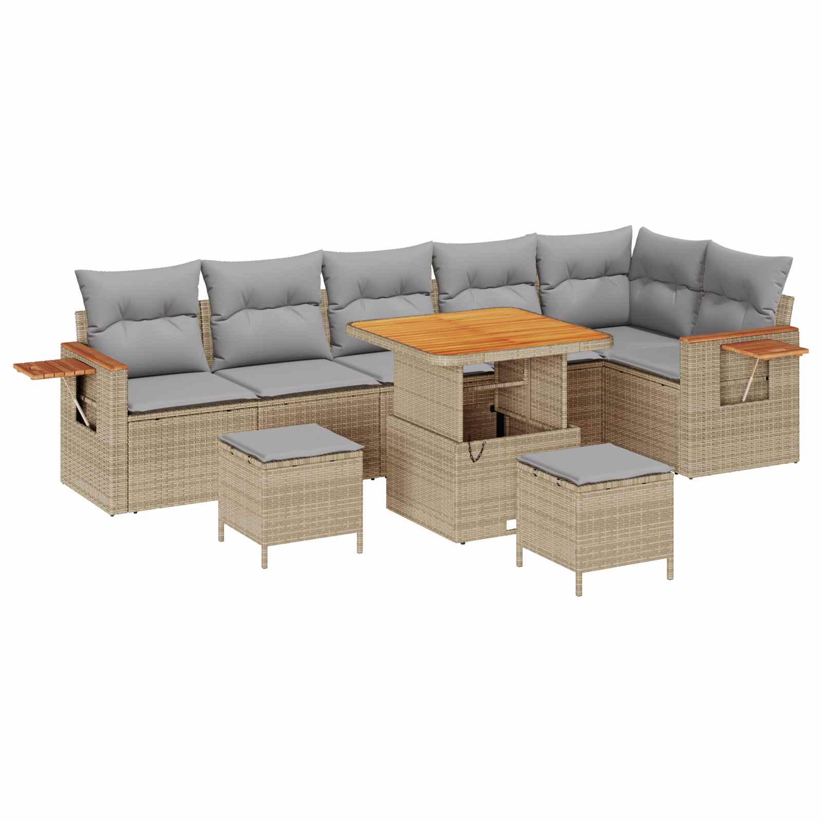 Havesofa Sæt 9 pcs Beige polyrattan