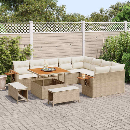 Havesofa Sæt 12 pcs Beige polyrattan