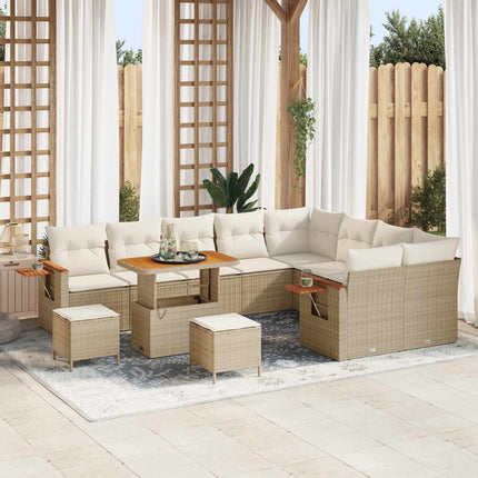 Havesofa Sæt 12 pcs Beige polyrattan
