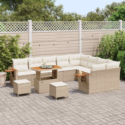 Havesofa Sæt 12 pcs Beige polyrattan