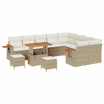 Havesofa Sæt 12 pcs Beige polyrattan