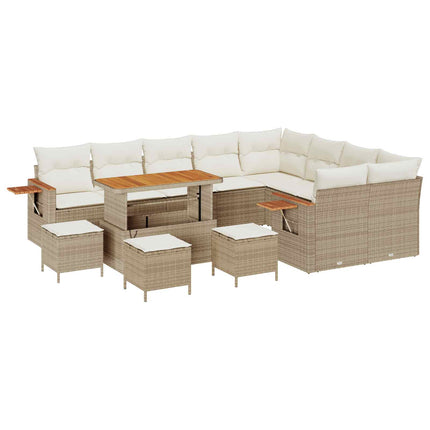 Havesofa Sæt 13 stk. Beige polyrattan
