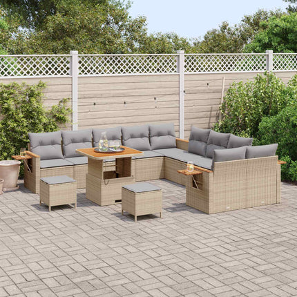 Havesofa Sæt 13 pcs Beige polyrattan
