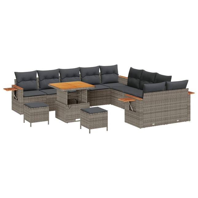 Havesofa Sæt 13 pcs Grå polyrattan